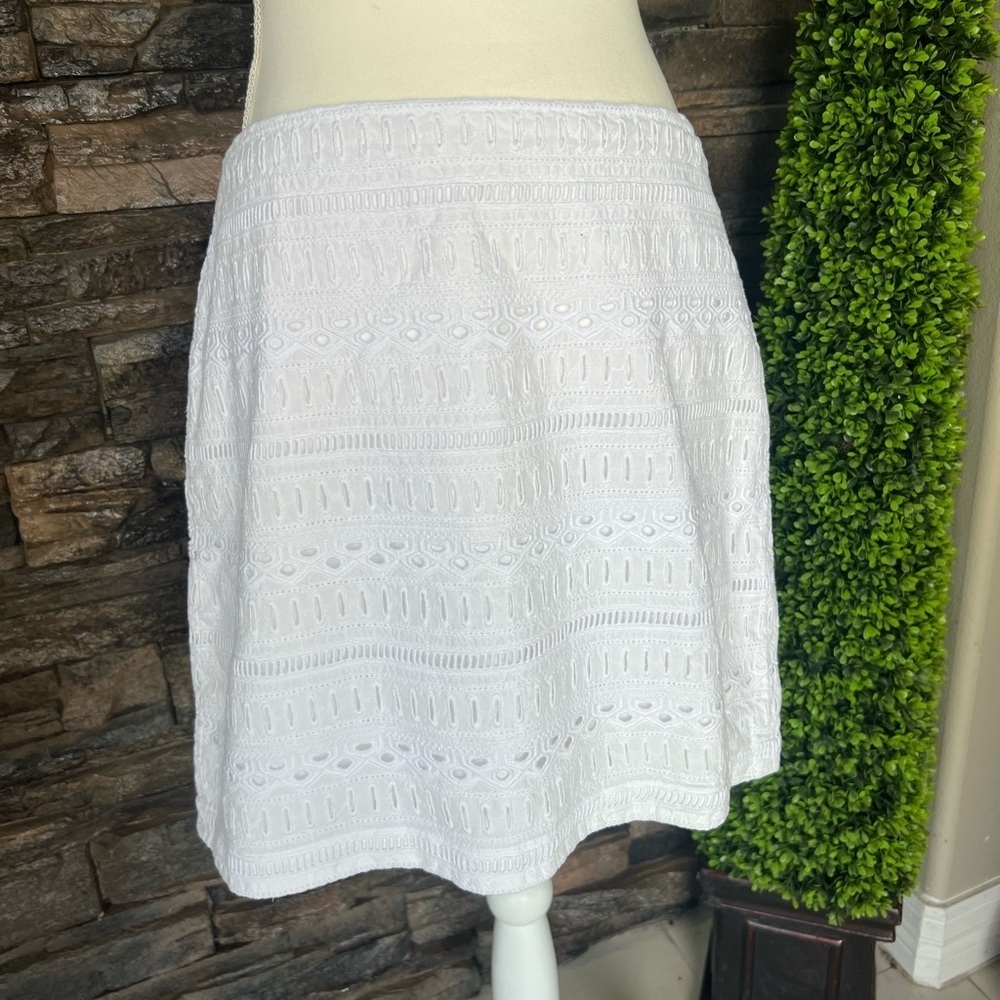 GAP Elegant White Eyelet A-Line Skirt
